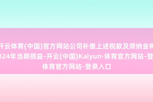 开云体育(中国)官方网站公司补缴上述税款及滞纳金将计入2024年当期损益-开云(中国)Kaiyun·体育官方网站-登录入口